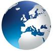 Europe continent blue globe icon