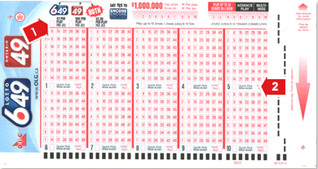 Canada Lotto 6-49 lotto slip coupon blank
