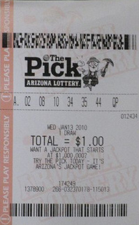 Arizona The Pick printed lottery ticket