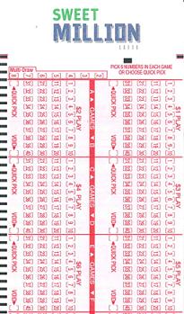 New York Sweet Million Lotto blank playcard