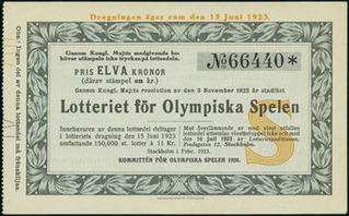 Swedish Lottery Ticket issued by the Committe for the 1924 Olympic Games