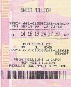 new york sweet million lotto ticket