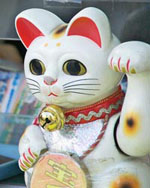 This maneki neko buys Japan Loto 6 tickets