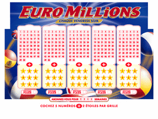 Euromillions lotto game blank coupon slip.