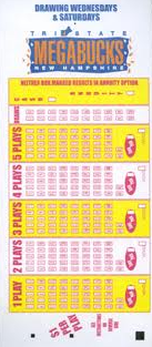 Oregon Megabucks Lotto blank play-slip coupon.