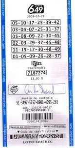 Canada Lotto 6/49 ticket