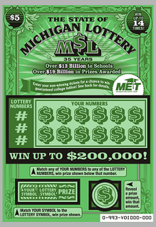 Michigan Lottery 35 Years Anniversaty Scratch Card